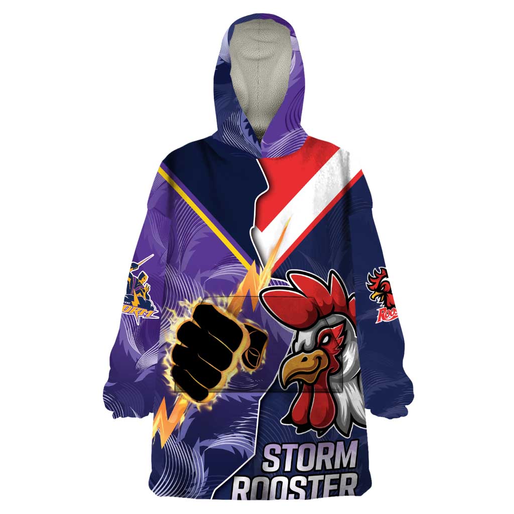 NRL Storm-Rooster Mascot Custom Wearable Blanket Hoodie Cracked Metal Style - Vibe Hoodie Shop