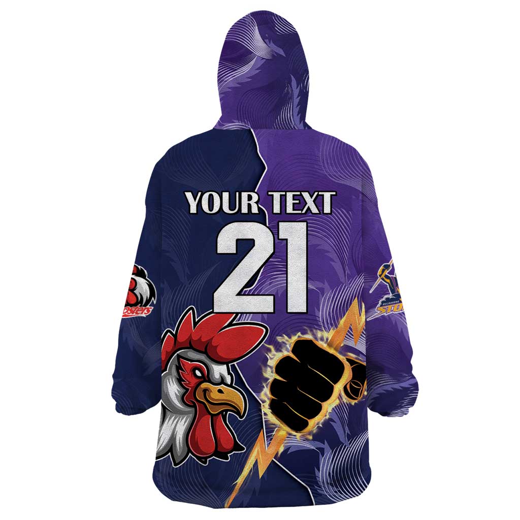 NRL Storm-Rooster Mascot Custom Wearable Blanket Hoodie Cracked Metal Style - Vibe Hoodie Shop