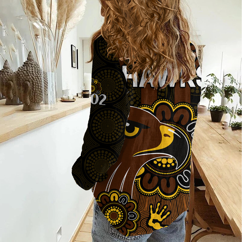 AFL Hawthorn Hawks 1902 Aboriginal Women Casual Shirt - Vibe Hoodie Shop