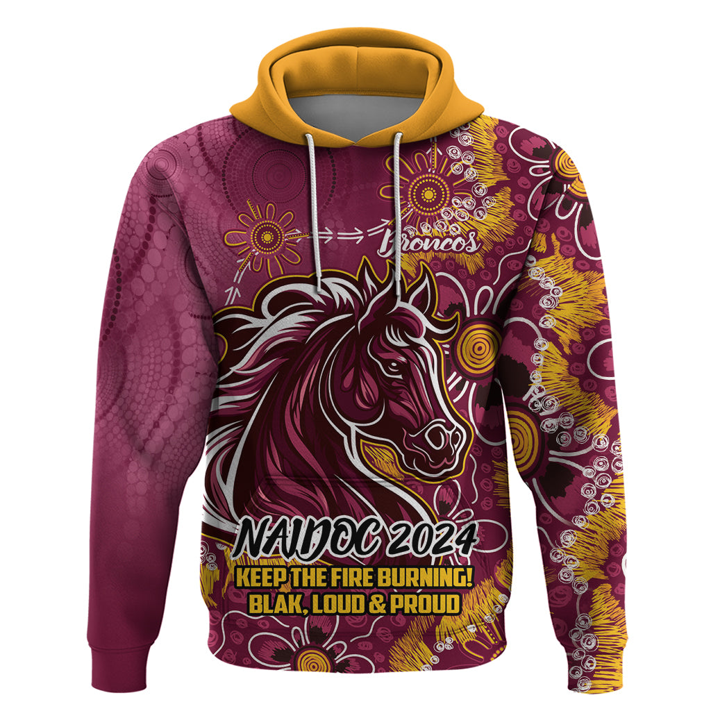 Personalised Broncos NAIDOC Week 2024 Hoodie Aboriginal Fire Burning Sparks LT9 - Vibe Hoodie Shop