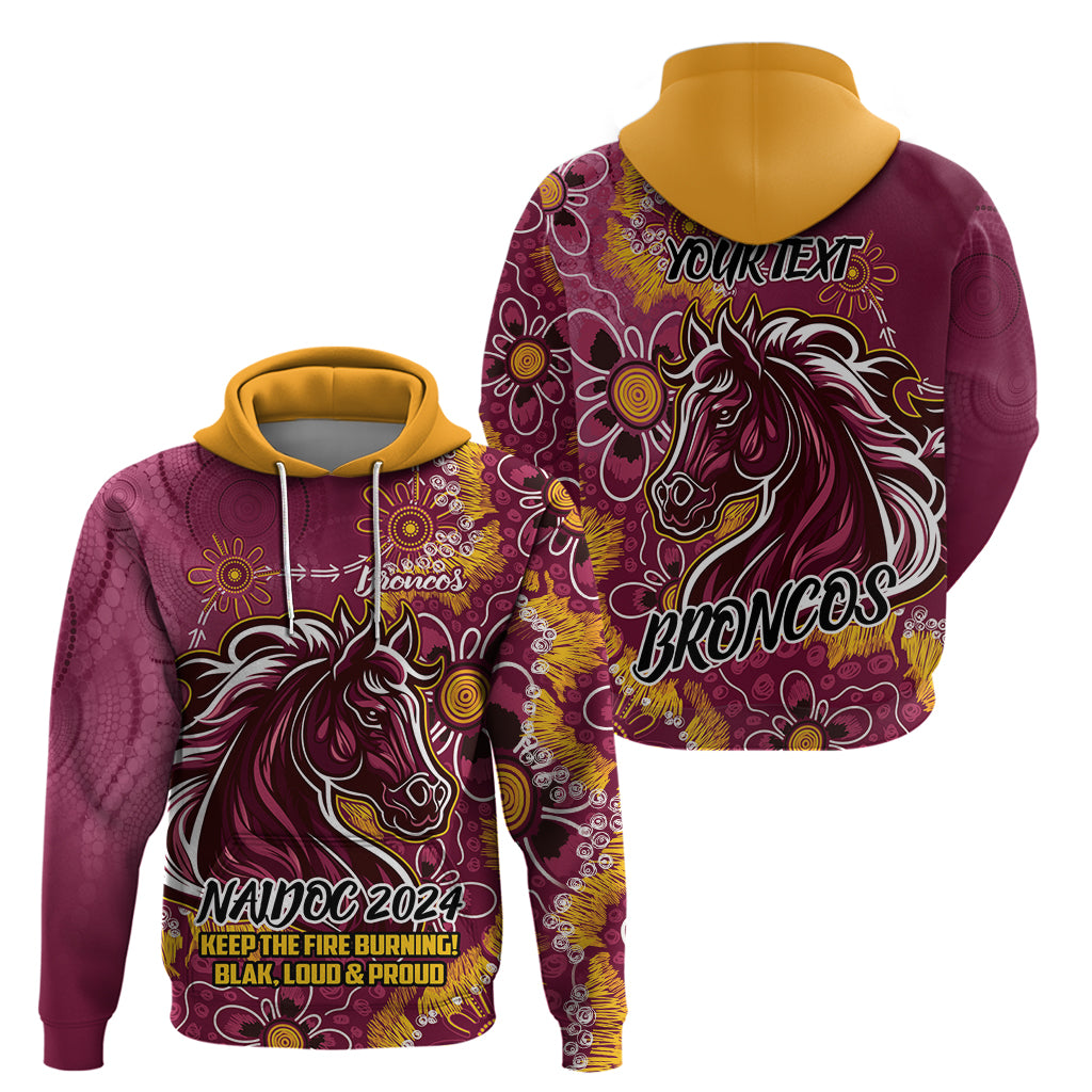 Personalised Broncos NAIDOC Week 2024 Hoodie Aboriginal Fire Burning Sparks LT9 - Vibe Hoodie Shop