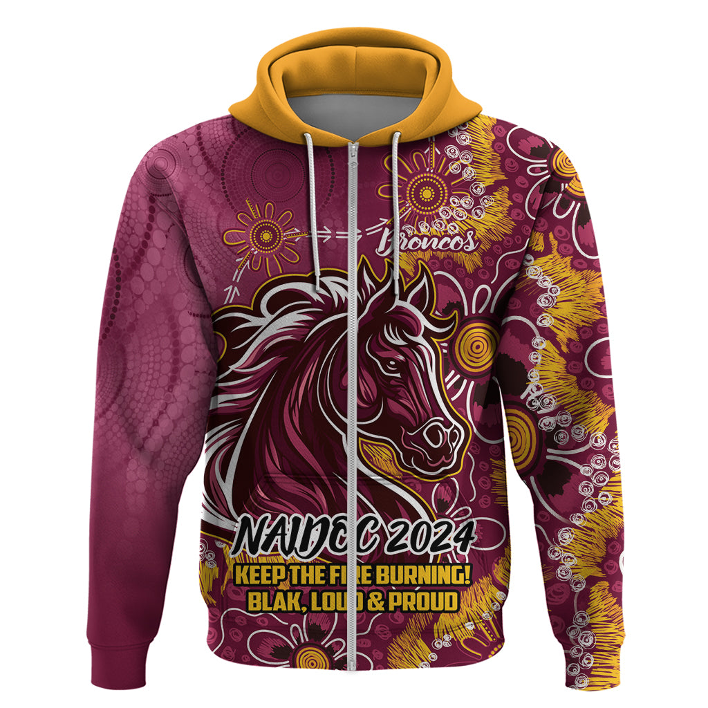 Personalised Broncos NAIDOC Week 2024 Hoodie Aboriginal Fire Burning Sparks LT9 - Vibe Hoodie Shop