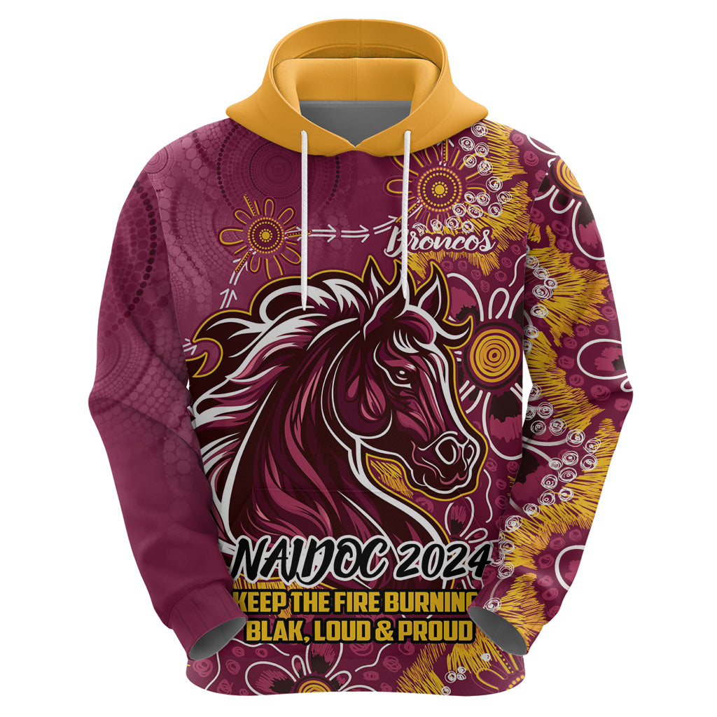 Personalised Broncos NAIDOC Week 2024 Hoodie Aboriginal Fire Burning Sparks LT9 - Vibe Hoodie Shop