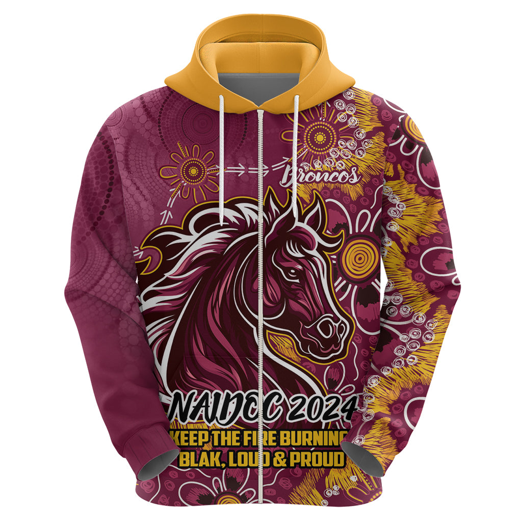 Personalised Broncos NAIDOC Week 2024 Hoodie Aboriginal Fire Burning Sparks LT9 - Vibe Hoodie Shop
