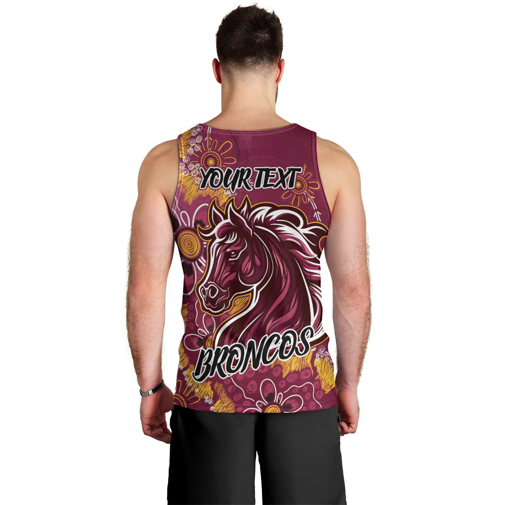 Personalised Broncos NAIDOC Week 2024 Men Tank Top Aboriginal Fire Burning Sparks - Vibe Hoodie Shop