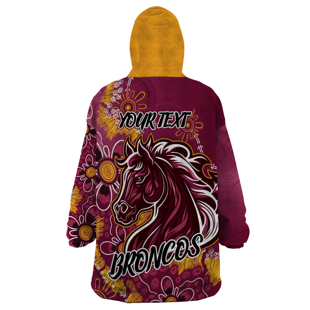 Personalised Broncos NAIDOC Week 2024 Wearable Blanket Hoodie Aboriginal Fire Burning Sparks - Vibe Hoodie Shop