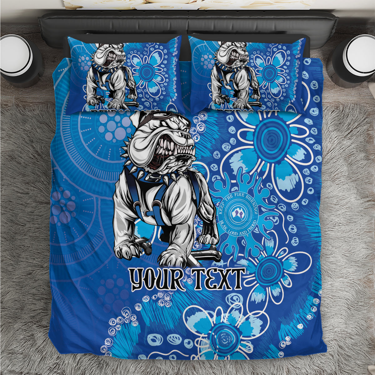 Personalised Bulldogs NAIDOC Week 2024 Bedding Set Aboriginal Fire Burning Sparks - Vibe Hoodie Shop
