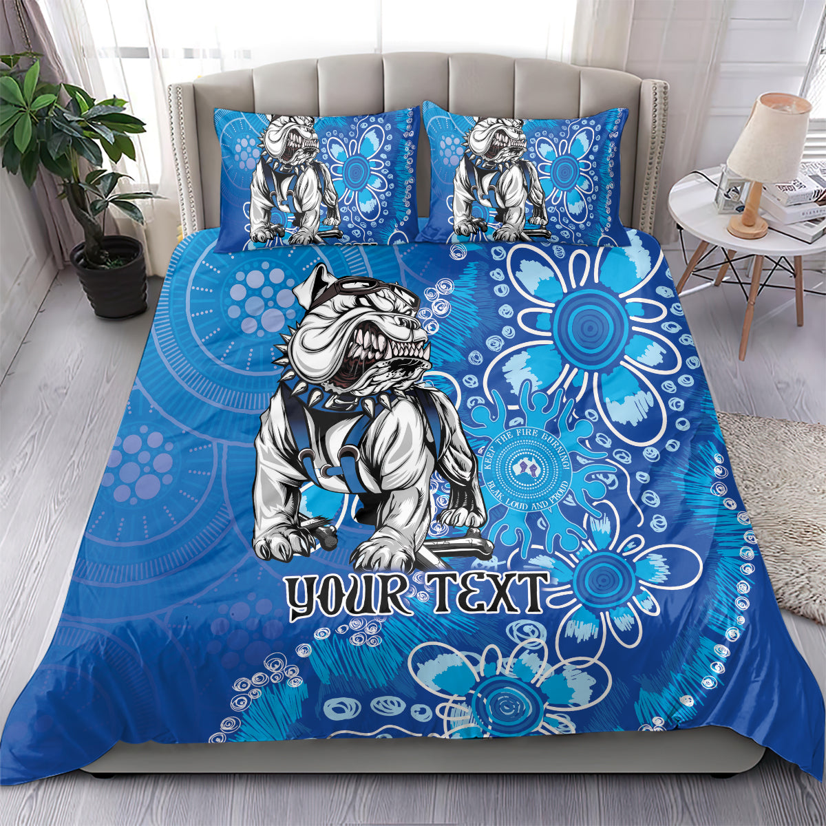 Personalised Bulldogs NAIDOC Week 2024 Bedding Set Aboriginal Fire Burning Sparks - Vibe Hoodie Shop