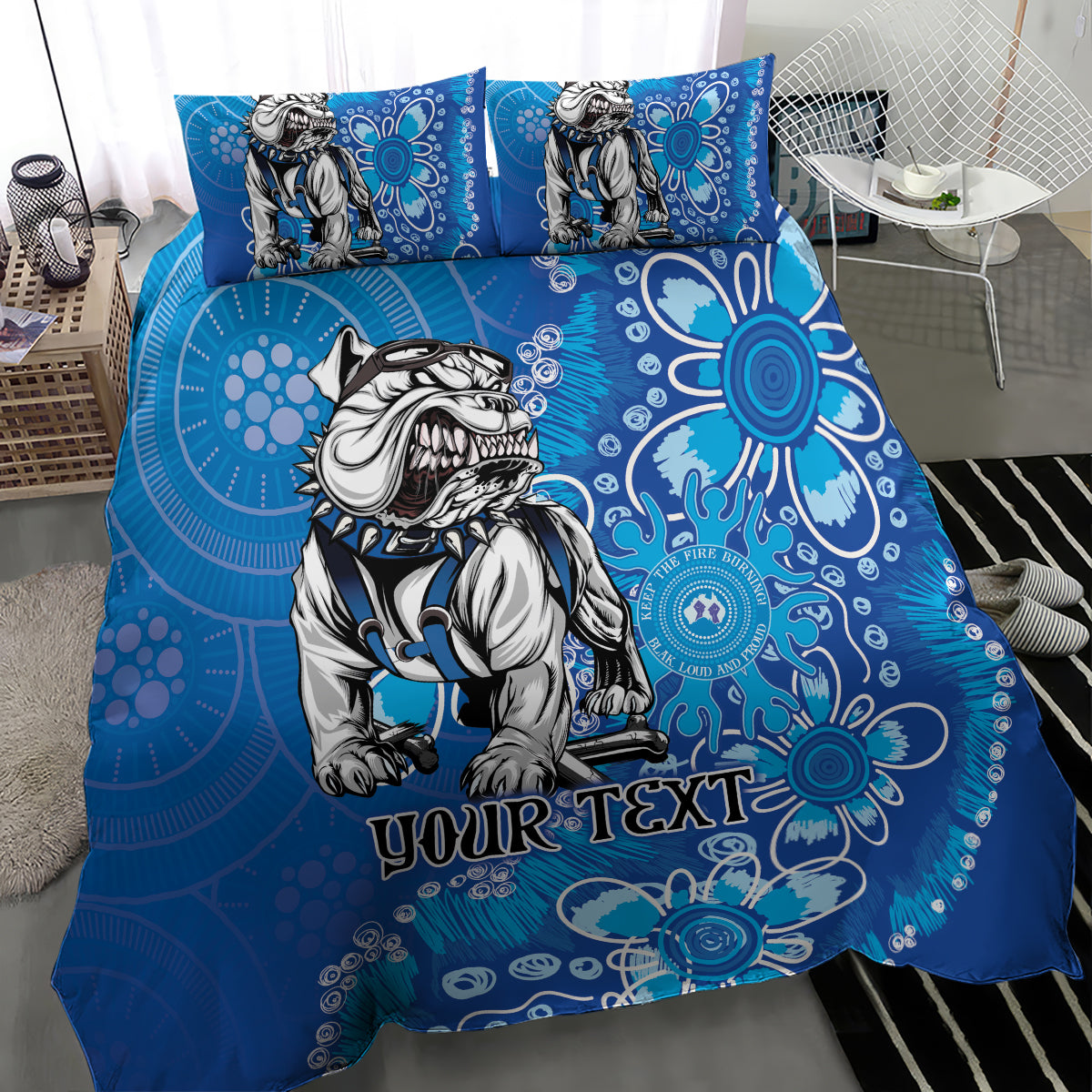 Personalised Bulldogs NAIDOC Week 2024 Bedding Set Aboriginal Fire Burning Sparks - Vibe Hoodie Shop