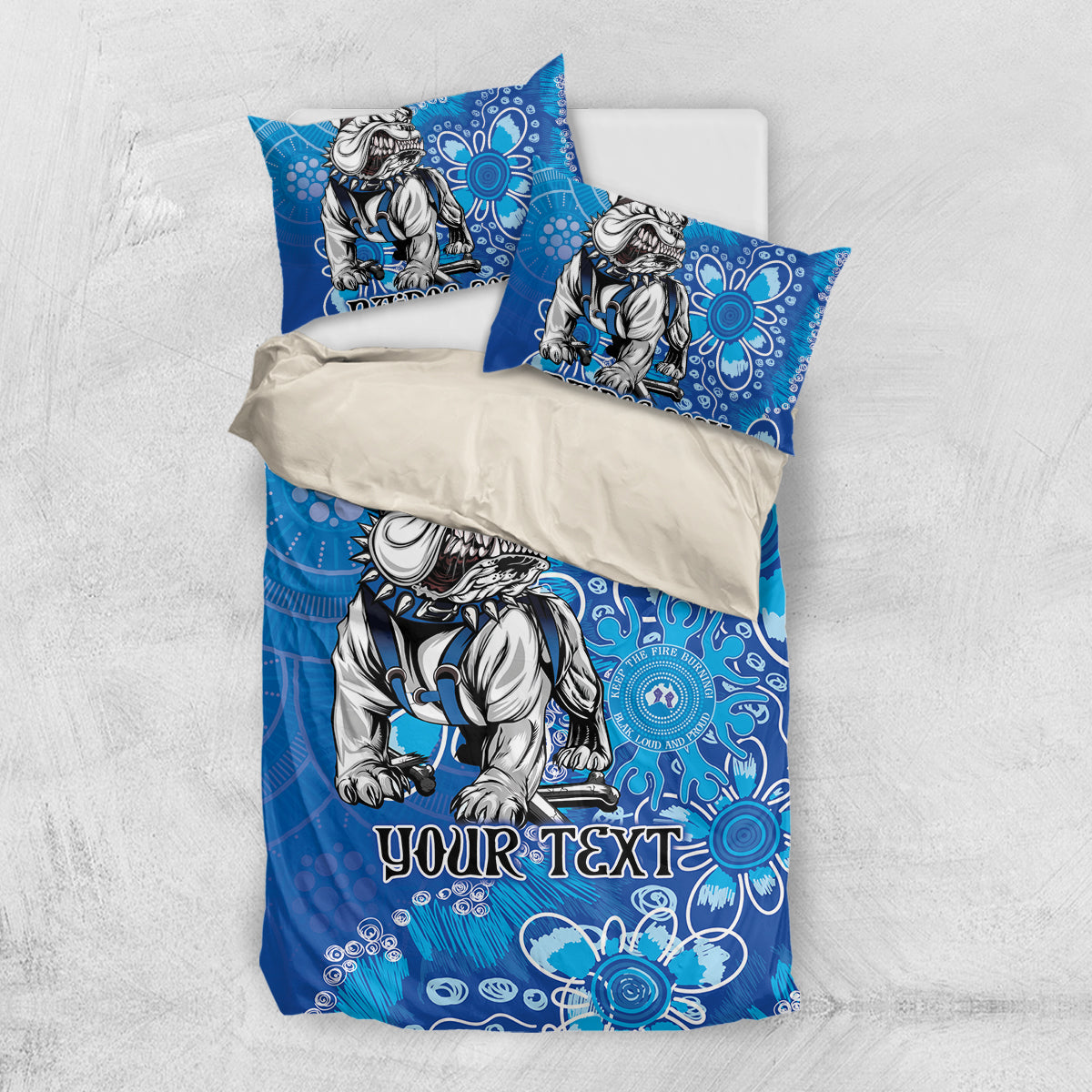 Personalised Bulldogs NAIDOC Week 2024 Bedding Set Aboriginal Fire Burning Sparks - Vibe Hoodie Shop