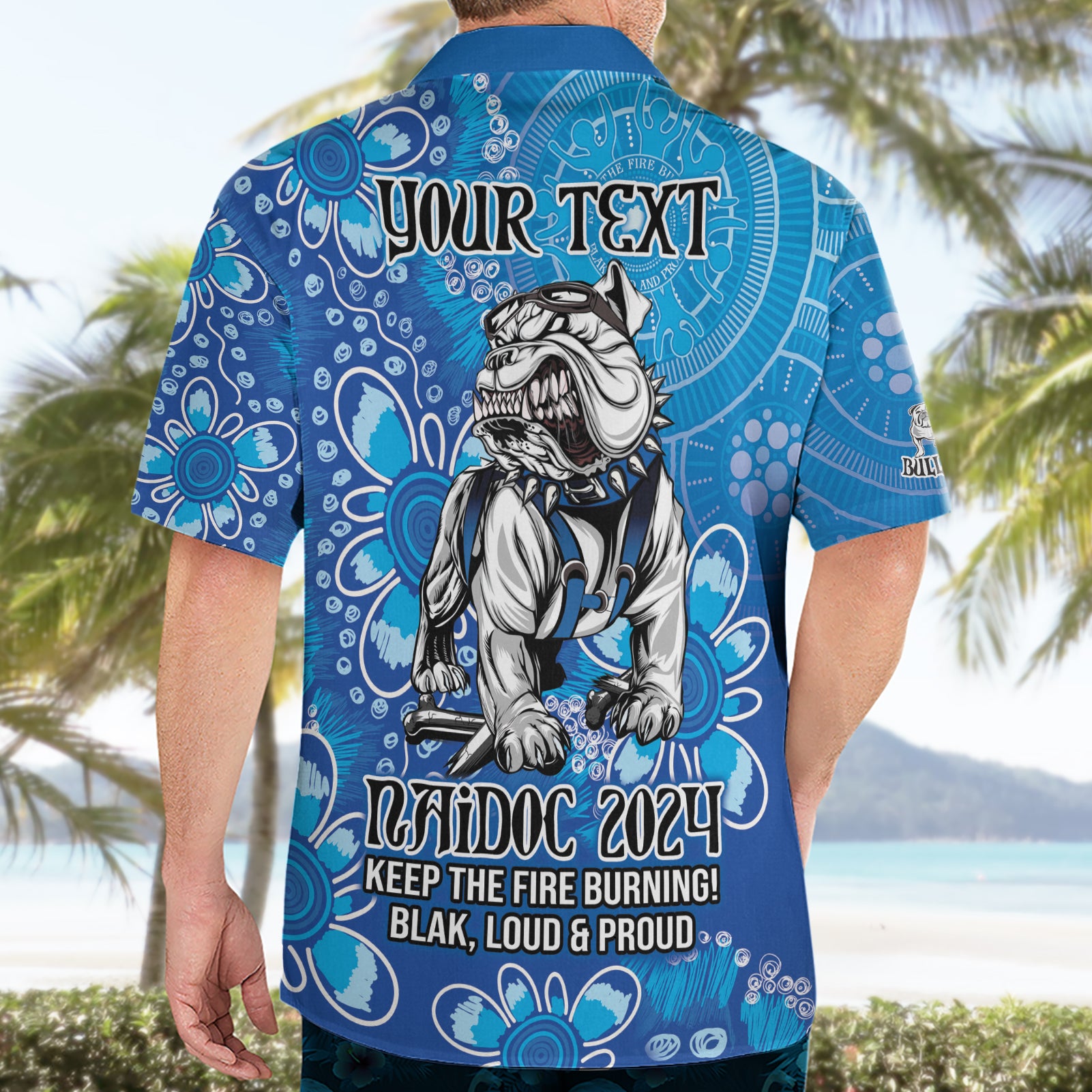 Personalised Bulldogs NAIDOC Week 2024 Hawaiian Shirt Aboriginal Fire Burning Sparks - Vibe Hoodie Shop