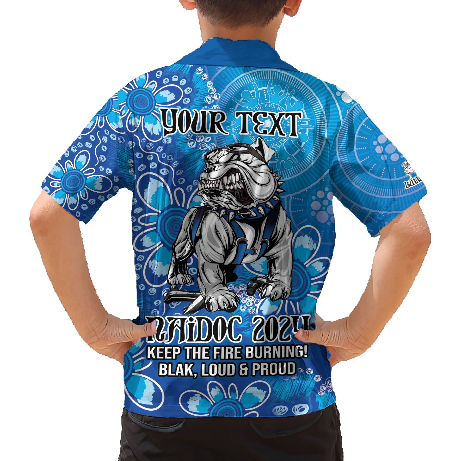 Personalised Bulldogs NAIDOC Week 2024 Hawaiian Shirt Aboriginal Fire Burning Sparks - Vibe Hoodie Shop