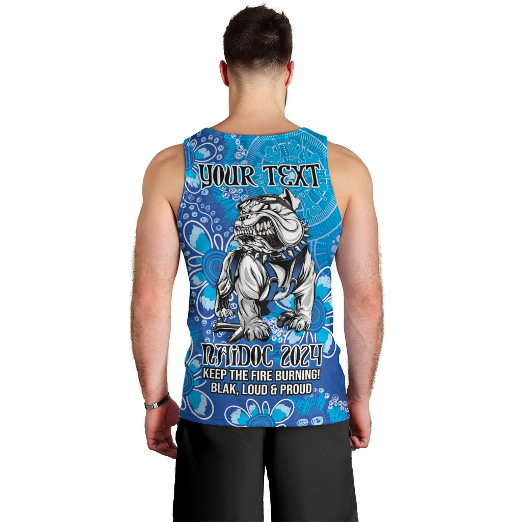 Personalised Bulldogs NAIDOC Week 2024 Men Tank Top Aboriginal Fire Burning Sparks - Vibe Hoodie Shop