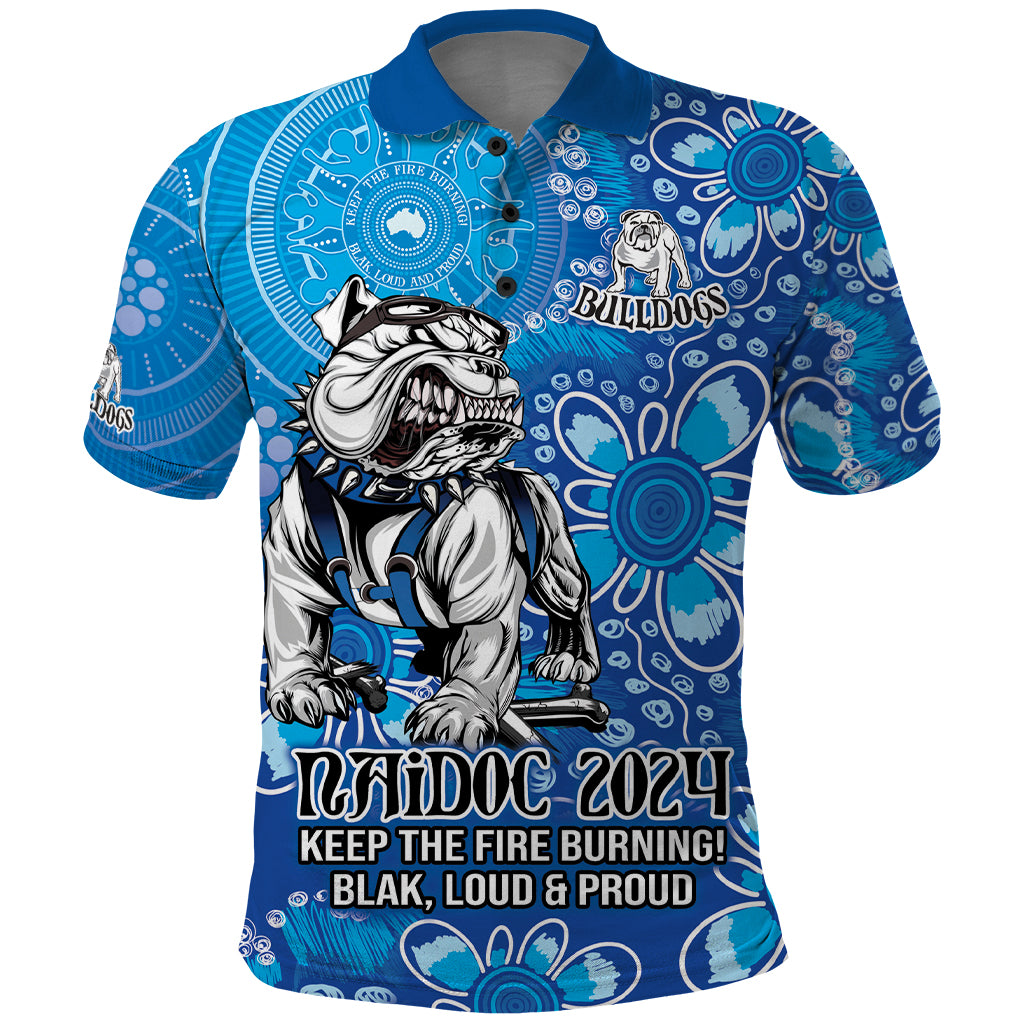 Personalised Bulldogs NAIDOC Week 2024 Polo Shirt Aboriginal Fire Burning Sparks LT9 - Vibe Hoodie Shop