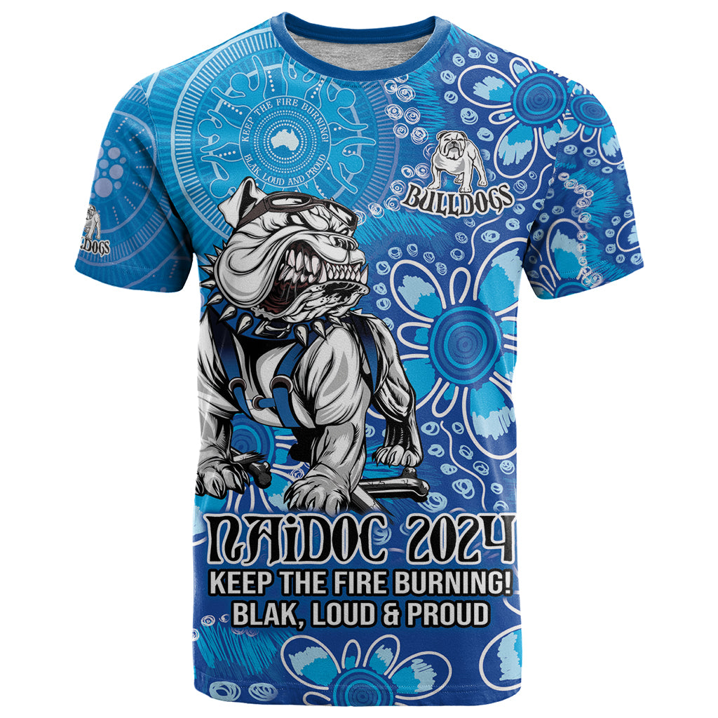 Personalised Bulldogs NAIDOC Week 2024 T Shirt Aboriginal Fire Burning Sparks LT9 - Vibe Hoodie Shop