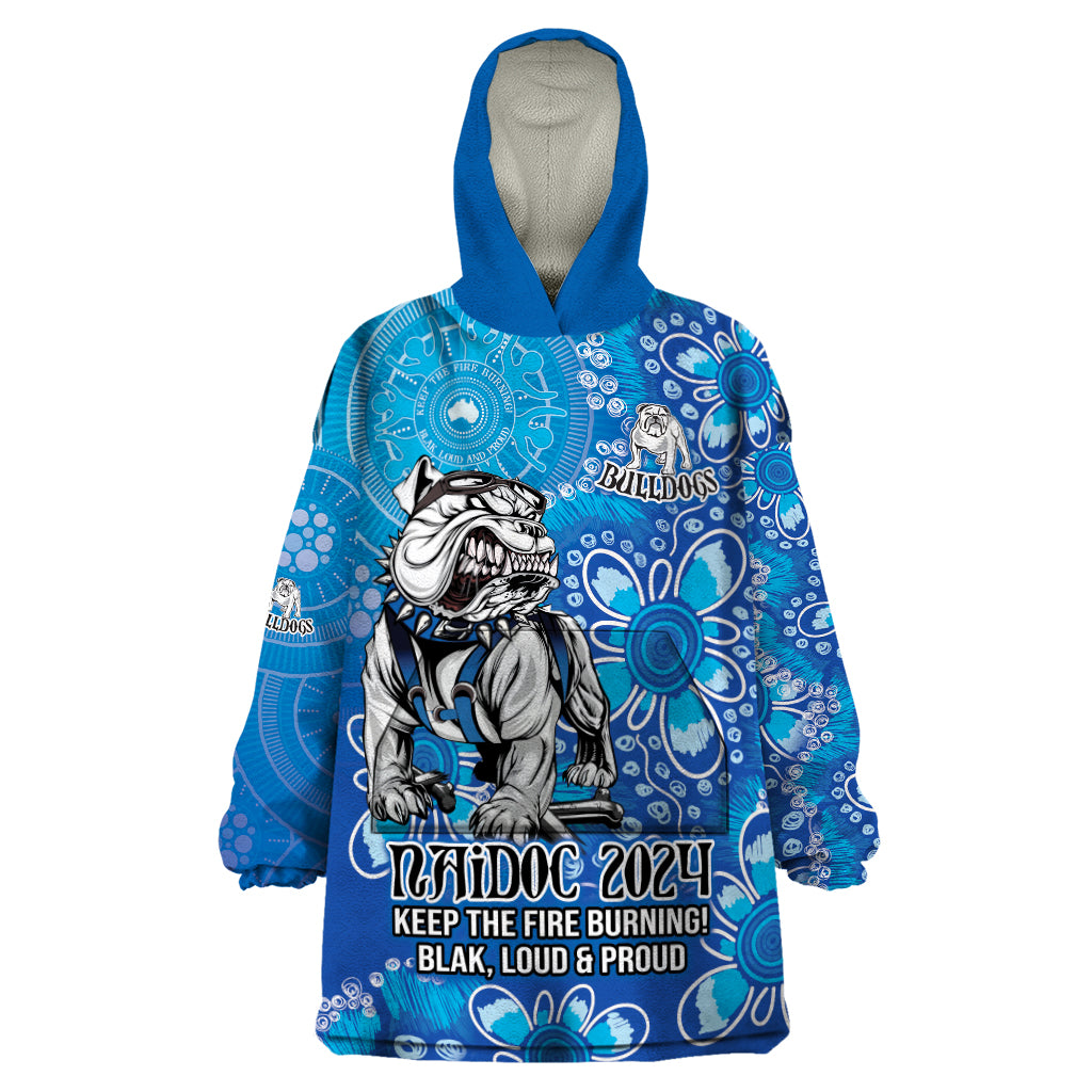 Personalised Bulldogs NAIDOC Week 2024 Wearable Blanket Hoodie Aboriginal Fire Burning Sparks - Vibe Hoodie Shop