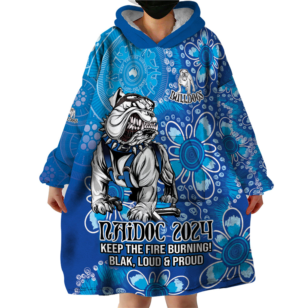 Personalised Bulldogs NAIDOC Week 2024 Wearable Blanket Hoodie Aboriginal Fire Burning Sparks - Vibe Hoodie Shop