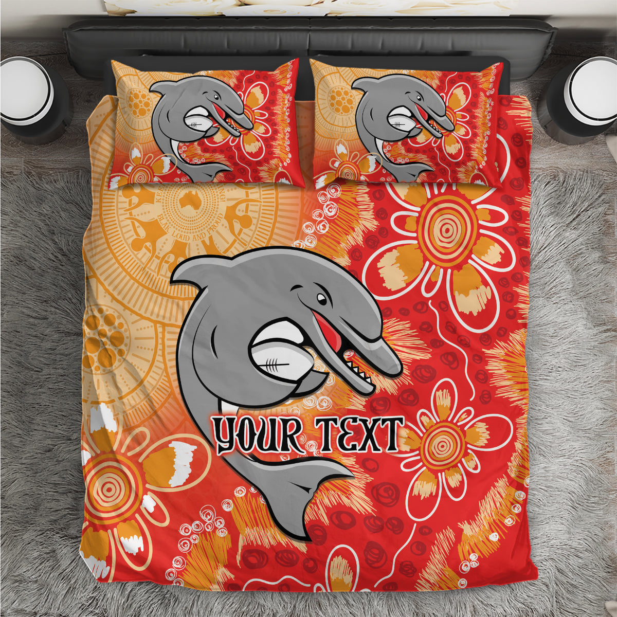 Personalised Dolphins NAIDOC Week 2024 Bedding Set Aboriginal Fire Burning Sparks - Vibe Hoodie Shop