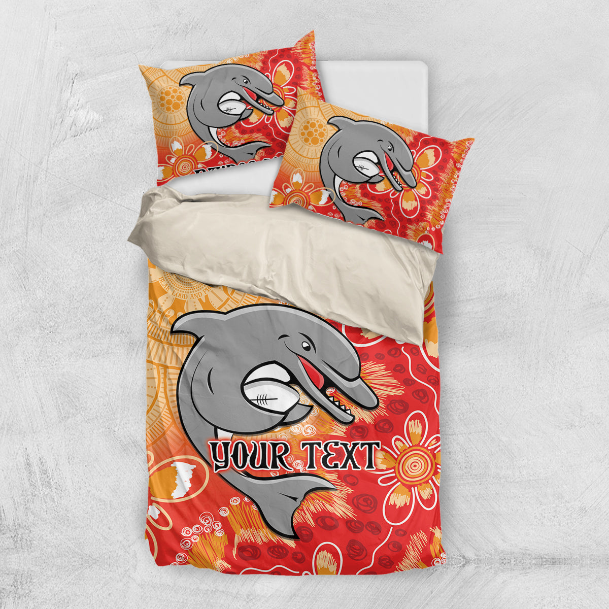 Personalised Dolphins NAIDOC Week 2024 Bedding Set Aboriginal Fire Burning Sparks - Vibe Hoodie Shop