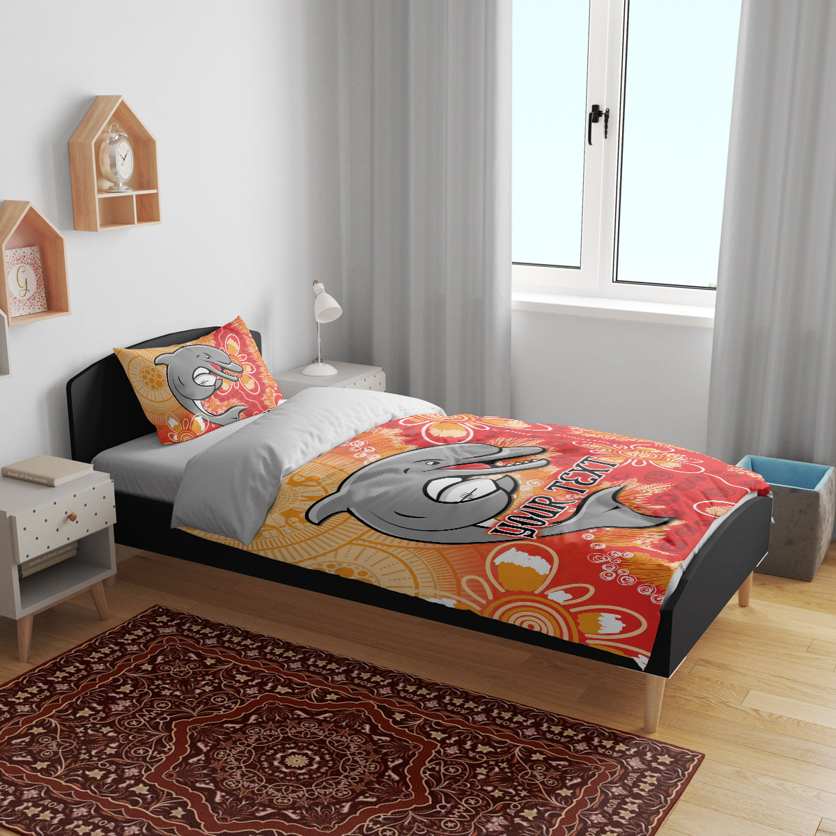 Personalised Dolphins NAIDOC Week 2024 Bedding Set Aboriginal Fire Burning Sparks - Vibe Hoodie Shop