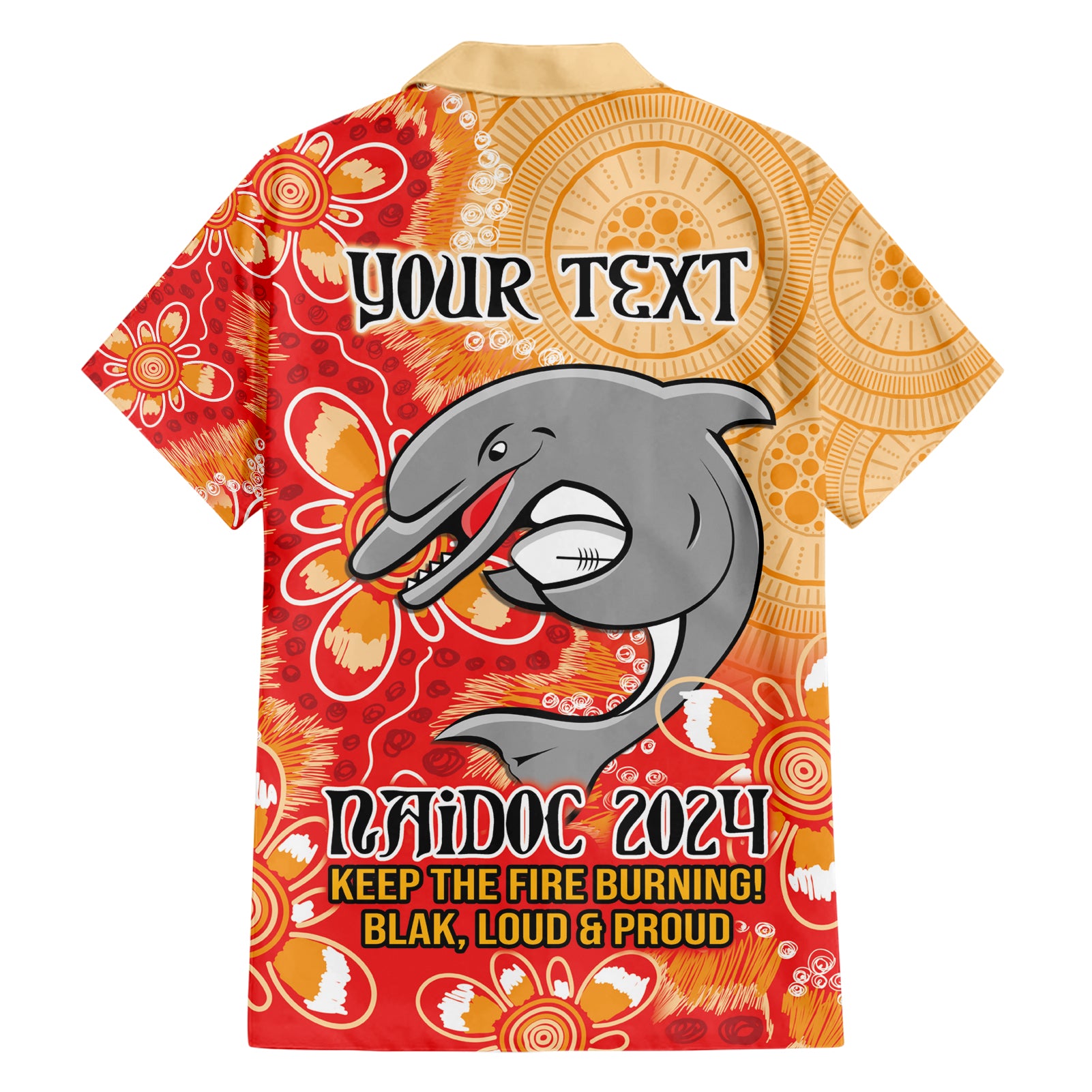 Personalised Dolphins NAIDOC Week 2024 Hawaiian Shirt Aboriginal Fire Burning Sparks - Vibe Hoodie Shop