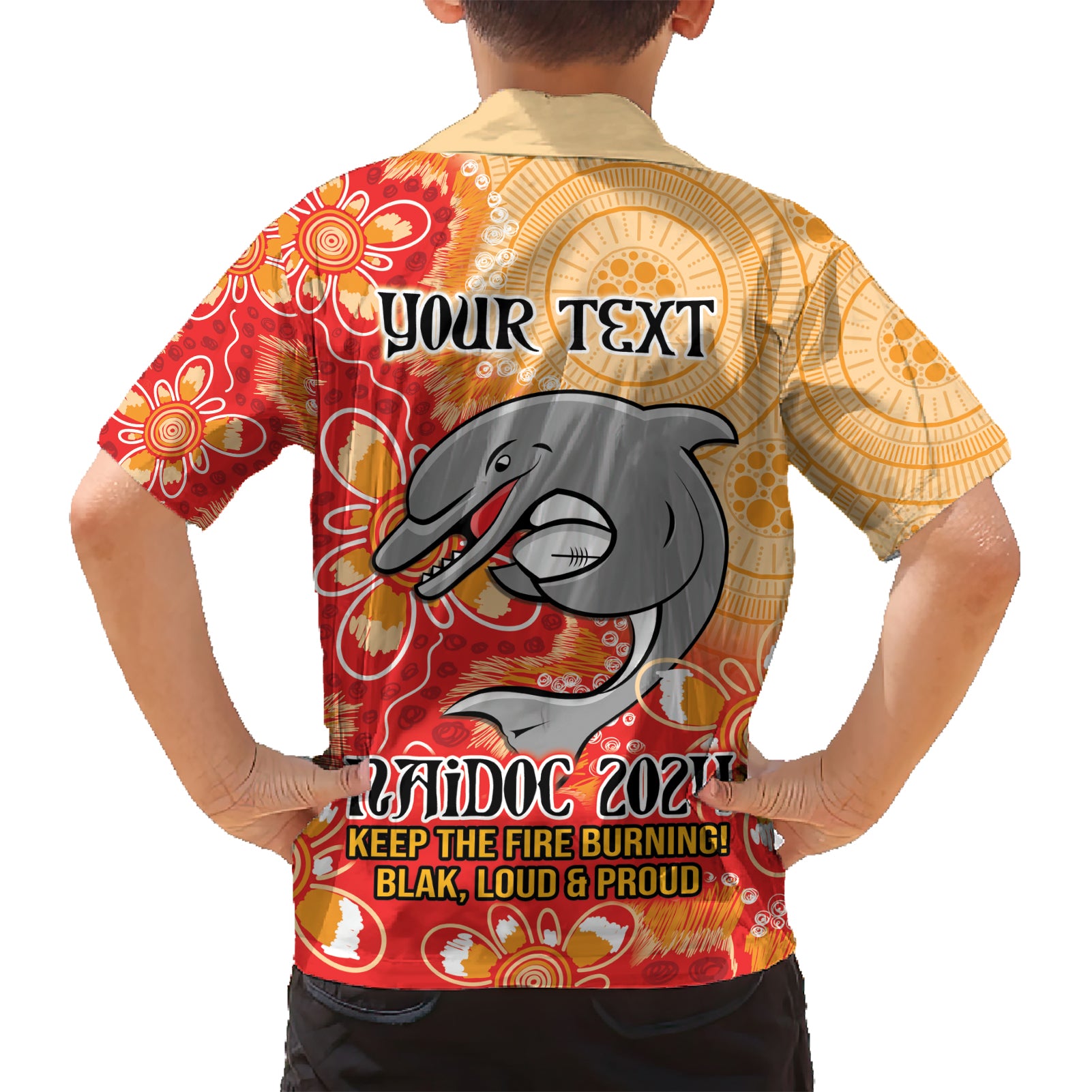 Personalised Dolphins NAIDOC Week 2024 Hawaiian Shirt Aboriginal Fire Burning Sparks - Vibe Hoodie Shop