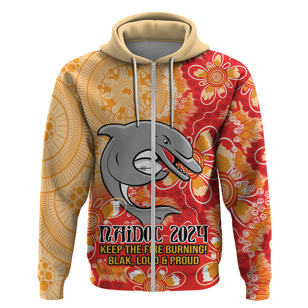 Personalised Dolphins NAIDOC Week 2024 Hoodie Aboriginal Fire Burning Sparks LT9 - Vibe Hoodie Shop