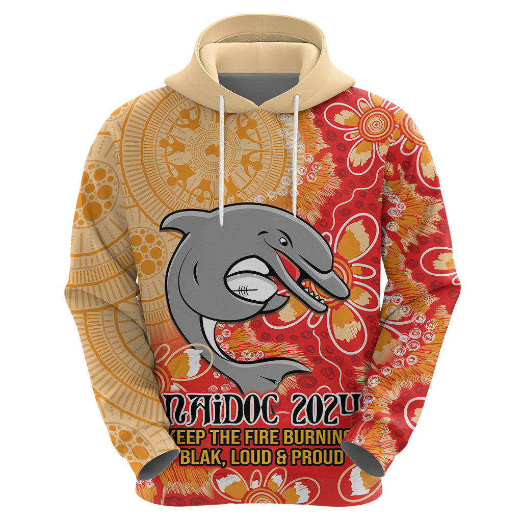 Personalised Dolphins NAIDOC Week 2024 Hoodie Aboriginal Fire Burning Sparks LT9 - Vibe Hoodie Shop