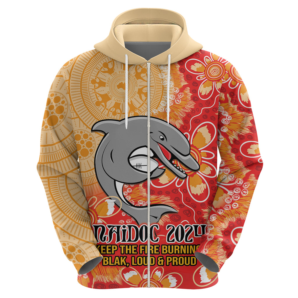 Personalised Dolphins NAIDOC Week 2024 Hoodie Aboriginal Fire Burning Sparks LT9 - Vibe Hoodie Shop