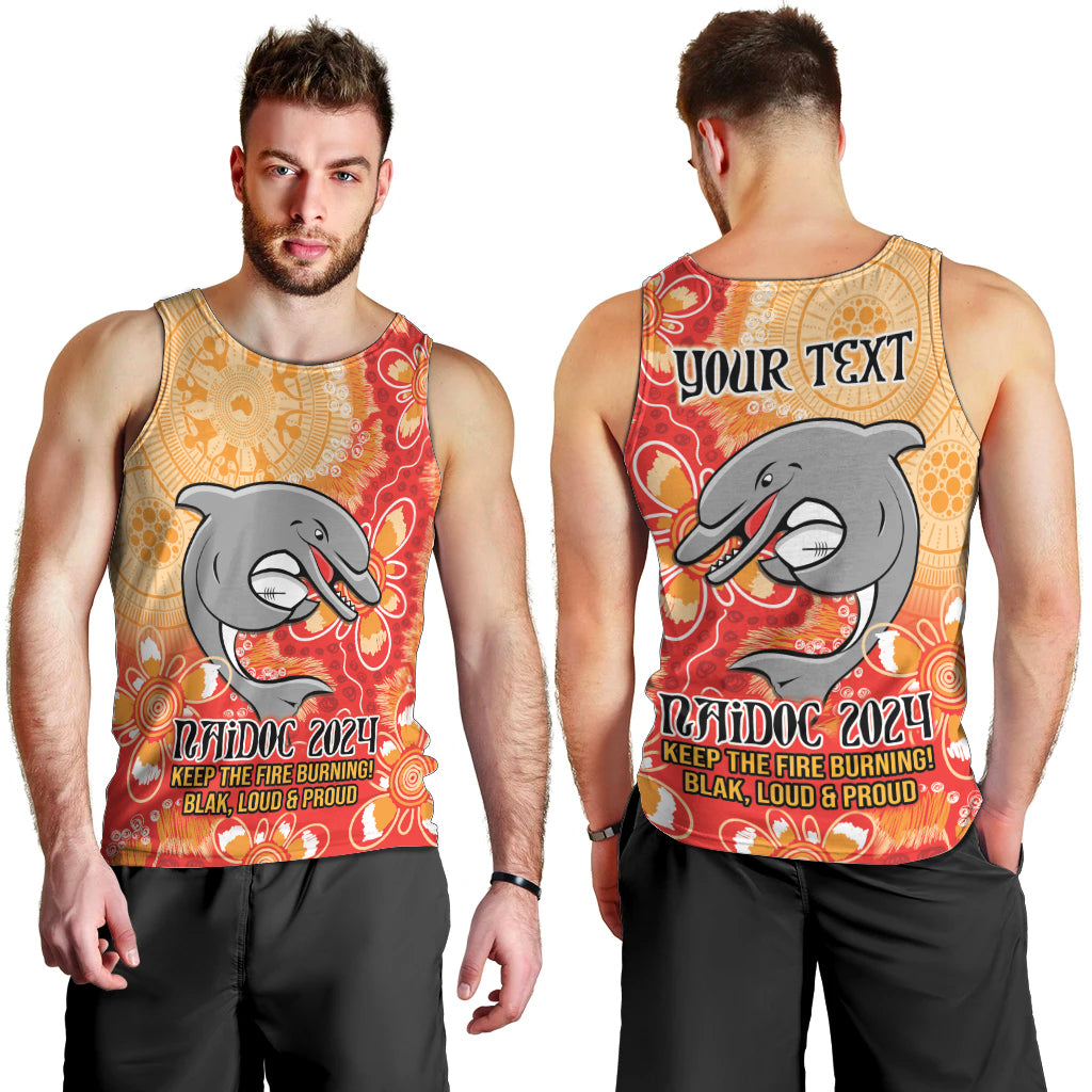 Personalised Dolphins NAIDOC Week 2024 Men Tank Top Aboriginal Fire Burning Sparks - Vibe Hoodie Shop