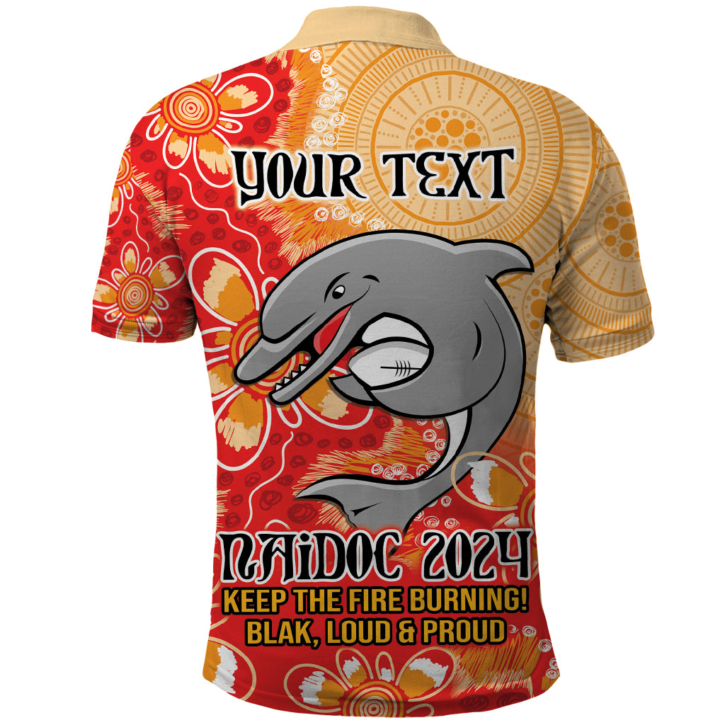 Personalised Dolphins NAIDOC Week 2024 Polo Shirt Aboriginal Fire Burning Sparks LT9 - Vibe Hoodie Shop