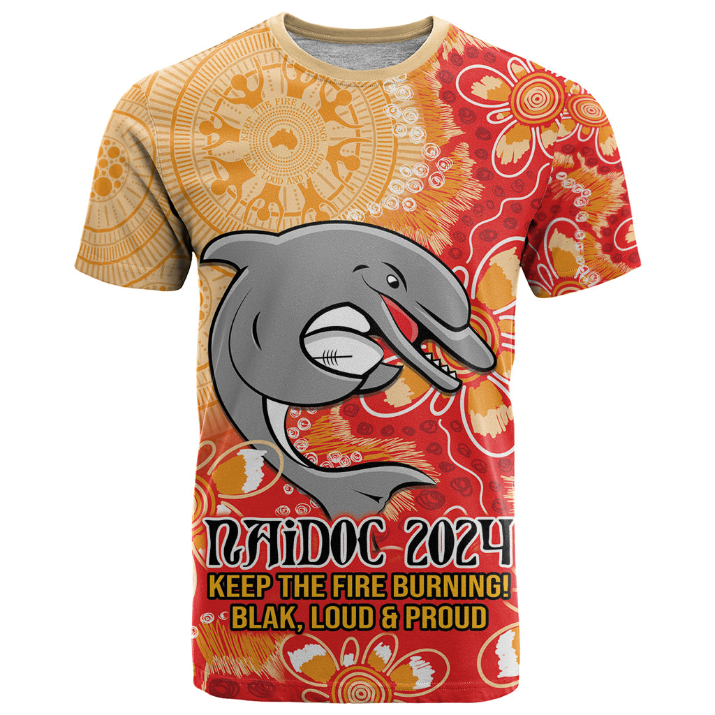 Personalised Dolphins NAIDOC Week 2024 T Shirt Aboriginal Fire Burning Sparks LT9 - Vibe Hoodie Shop