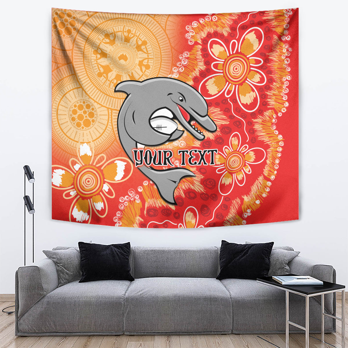 Personalised Dolphins NAIDOC Week 2024 Tapestry Aboriginal Fire Burning Sparks - Vibe Hoodie Shop