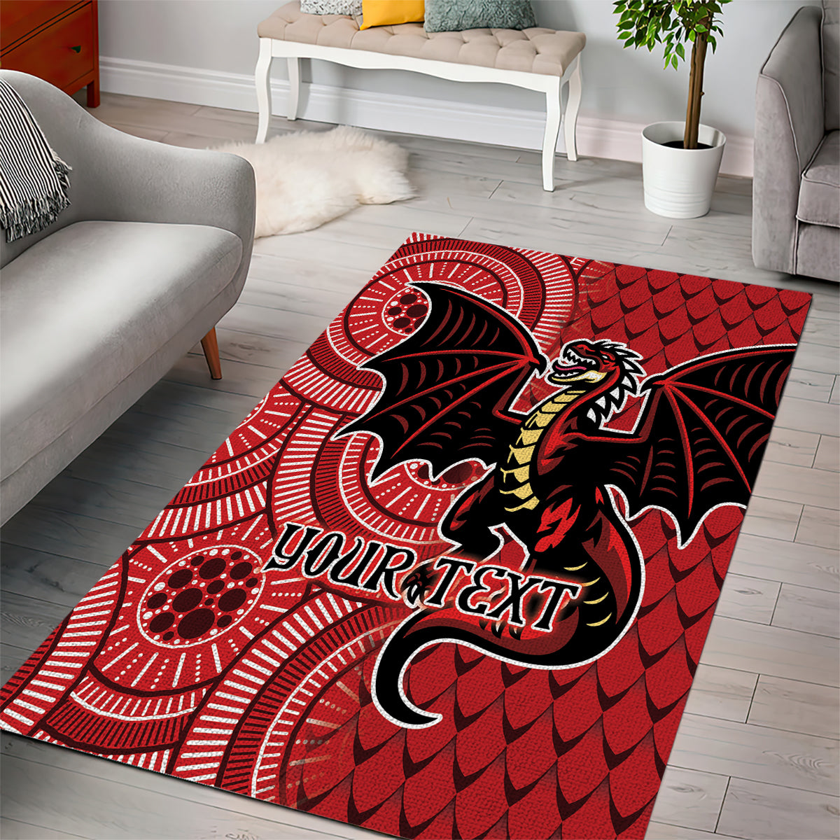 Personalised Dragons NAIDOC Week 2024 Area Rug Aboriginal Fire Burning Sparks - Vibe Hoodie Shop