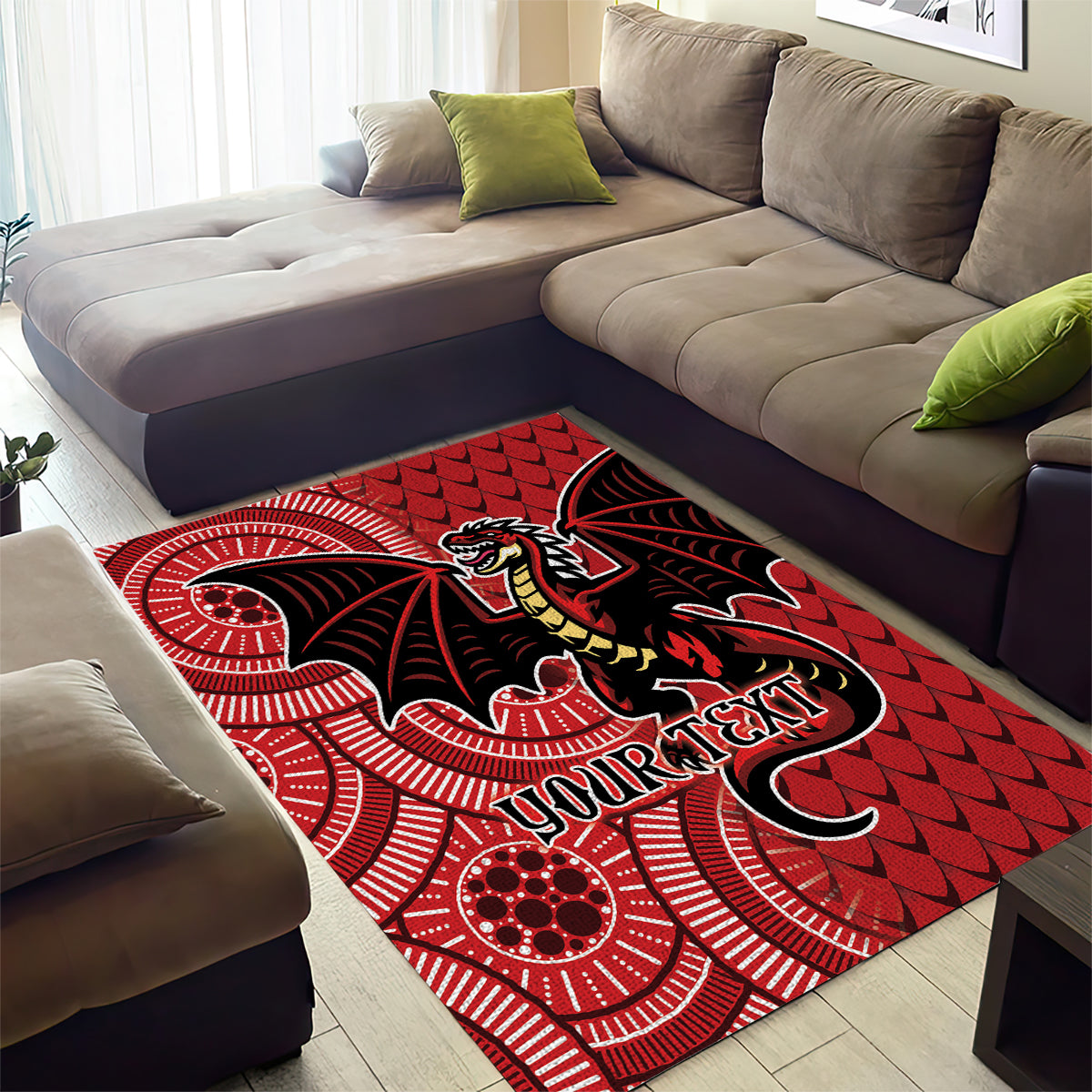 Personalised Dragons NAIDOC Week 2024 Area Rug Aboriginal Fire Burning Sparks - Vibe Hoodie Shop