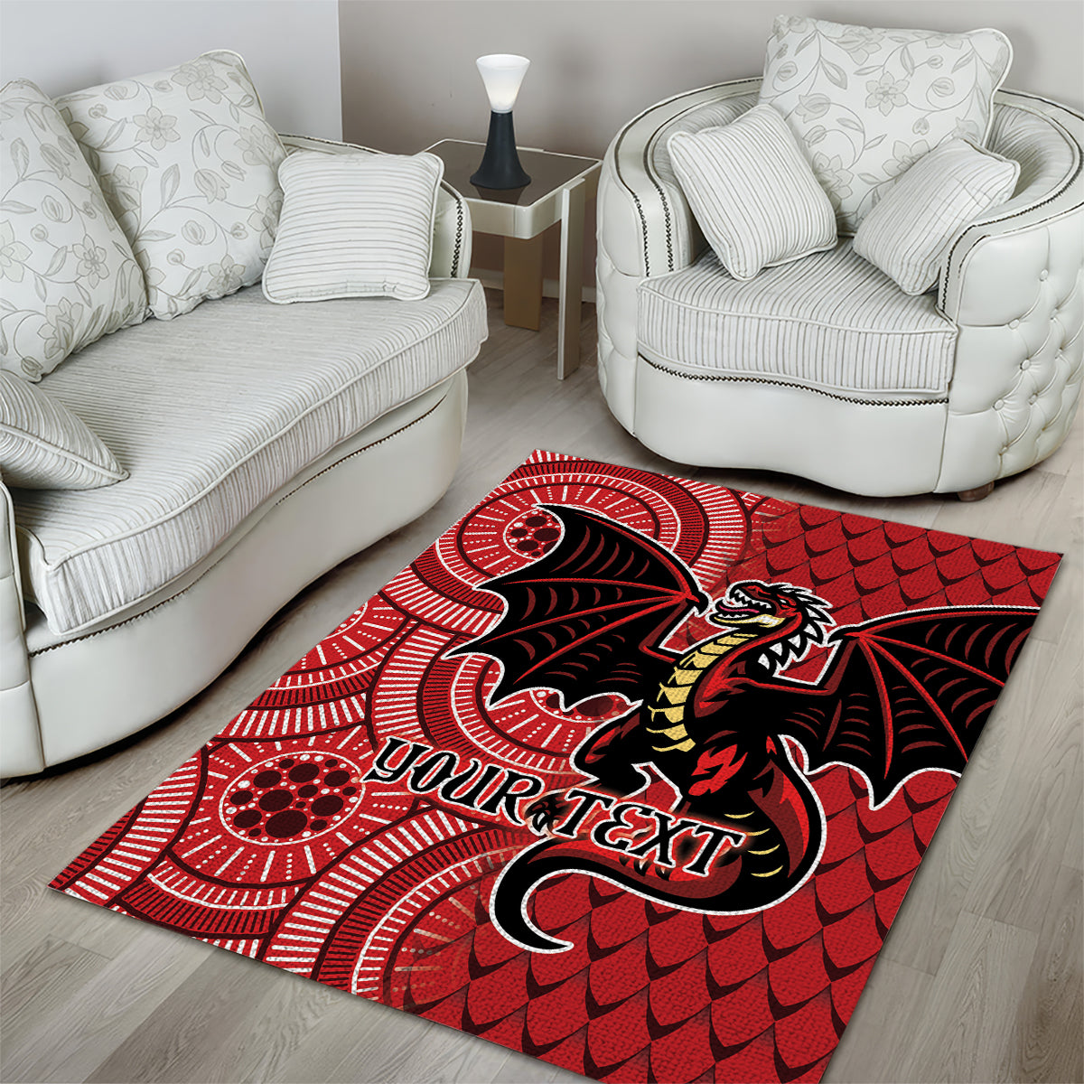 Personalised Dragons NAIDOC Week 2024 Area Rug Aboriginal Fire Burning Sparks - Vibe Hoodie Shop