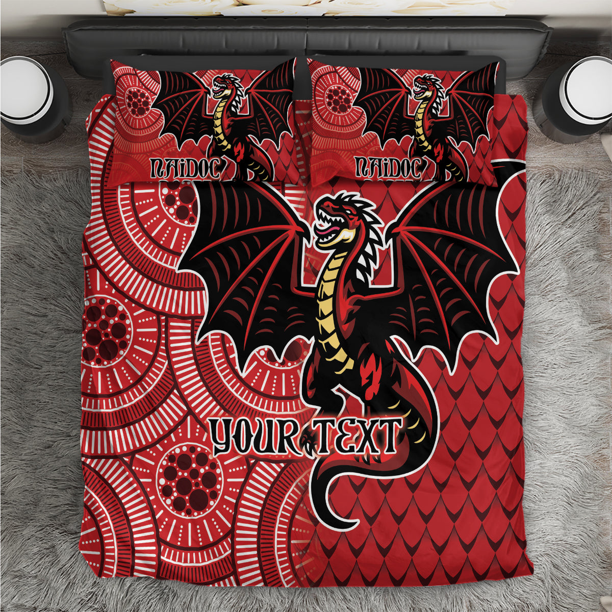Personalised Dragons NAIDOC Week 2024 Bedding Set Aboriginal Fire Burning Sparks - Vibe Hoodie Shop