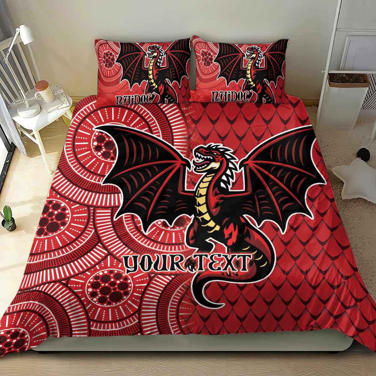 Personalised Dragons NAIDOC Week 2024 Bedding Set Aboriginal Fire Burning Sparks - Vibe Hoodie Shop