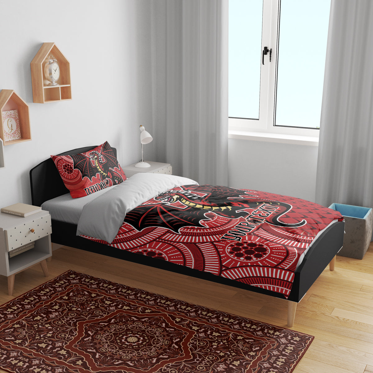 Personalised Dragons NAIDOC Week 2024 Bedding Set Aboriginal Fire Burning Sparks - Vibe Hoodie Shop