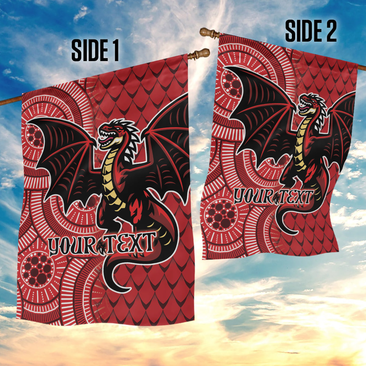 Personalised Dragons NAIDOC Week 2024 Garden Flag Aboriginal Fire Burning Sparks - Vibe Hoodie Shop