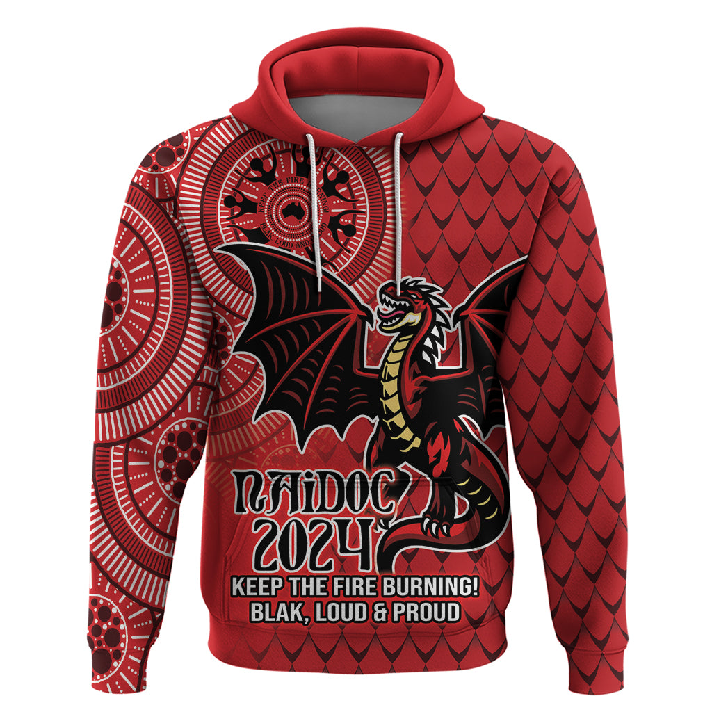 Personalised Dragons NAIDOC Week 2024 Hoodie Aboriginal Fire Burning Sparks LT9 - Vibe Hoodie Shop