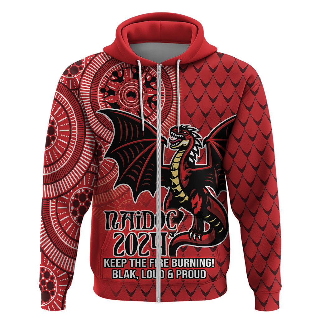Personalised Dragons NAIDOC Week 2024 Hoodie Aboriginal Fire Burning Sparks LT9 - Vibe Hoodie Shop