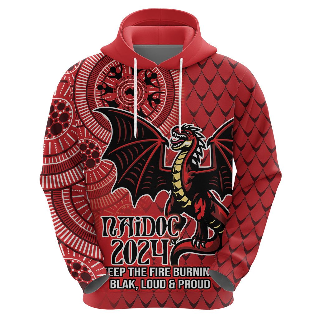 Personalised Dragons NAIDOC Week 2024 Hoodie Aboriginal Fire Burning Sparks LT9 - Vibe Hoodie Shop