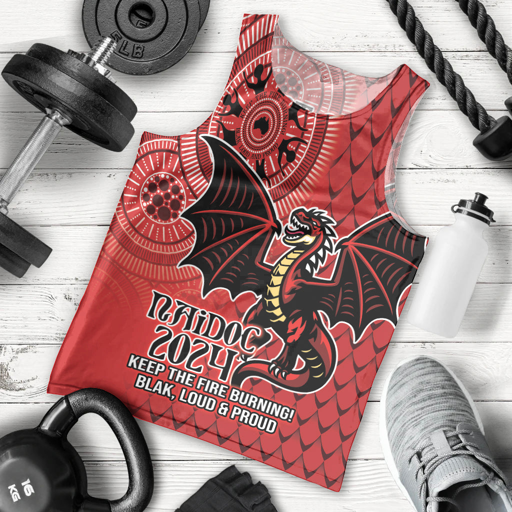 Personalised Dragons NAIDOC Week 2024 Men Tank Top Aboriginal Fire Burning Sparks - Vibe Hoodie Shop