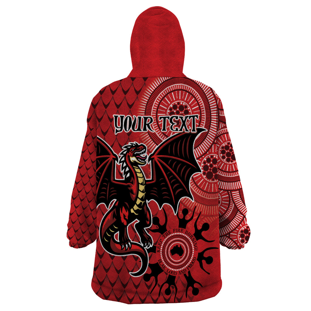 Personalised Dragons NAIDOC Week 2024 Wearable Blanket Hoodie Aboriginal Fire Burning Sparks - Vibe Hoodie Shop