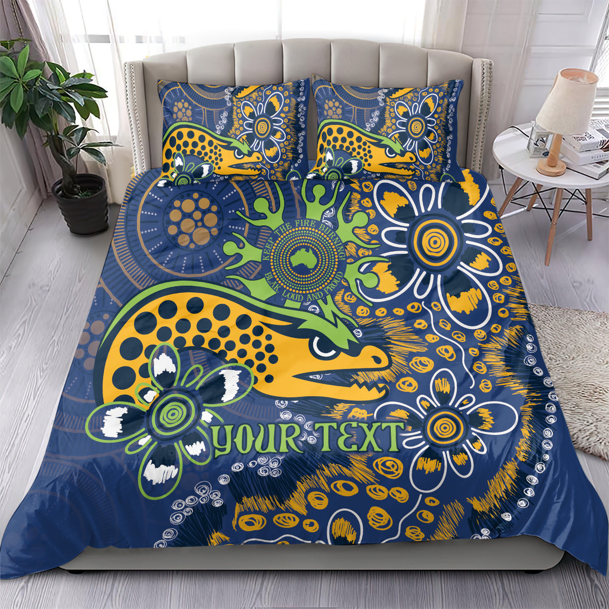 Personalised Eels NAIDOC Week 2024 Bedding Set Aboriginal Fire Burning Sparks - Vibe Hoodie Shop