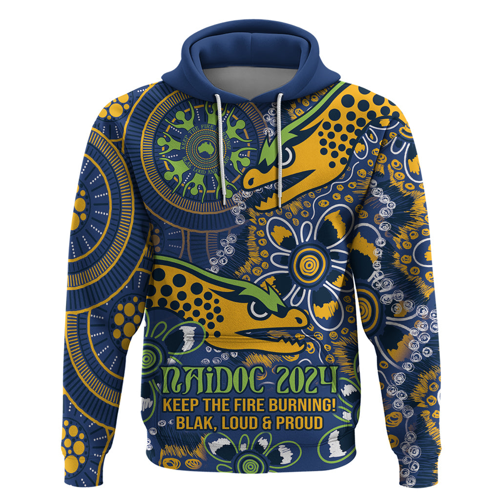 Personalised Eels NAIDOC Week 2024 Hoodie Aboriginal Fire Burning Sparks LT9 - Vibe Hoodie Shop