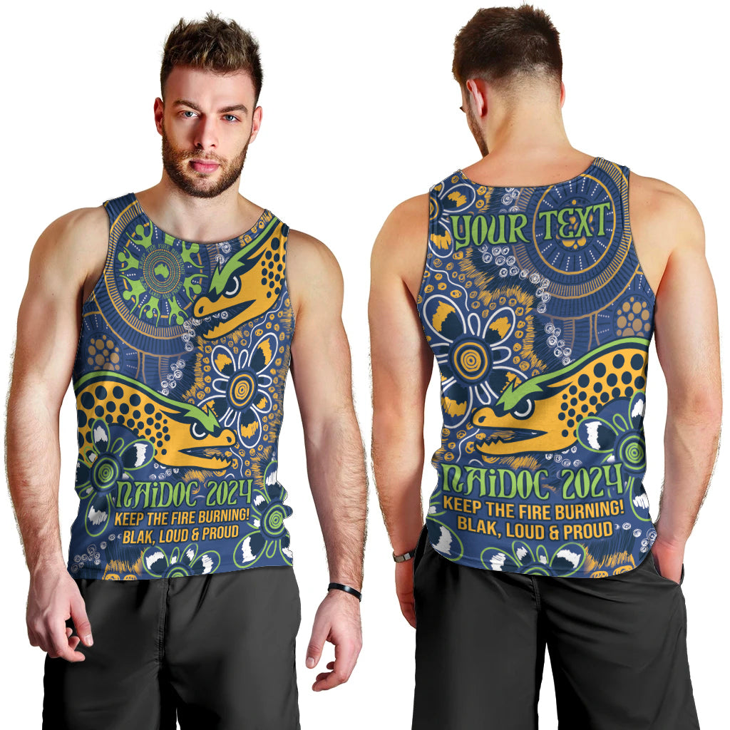 Personalised Eels NAIDOC Week 2024 Men Tank Top Aboriginal Fire Burning Sparks - Vibe Hoodie Shop