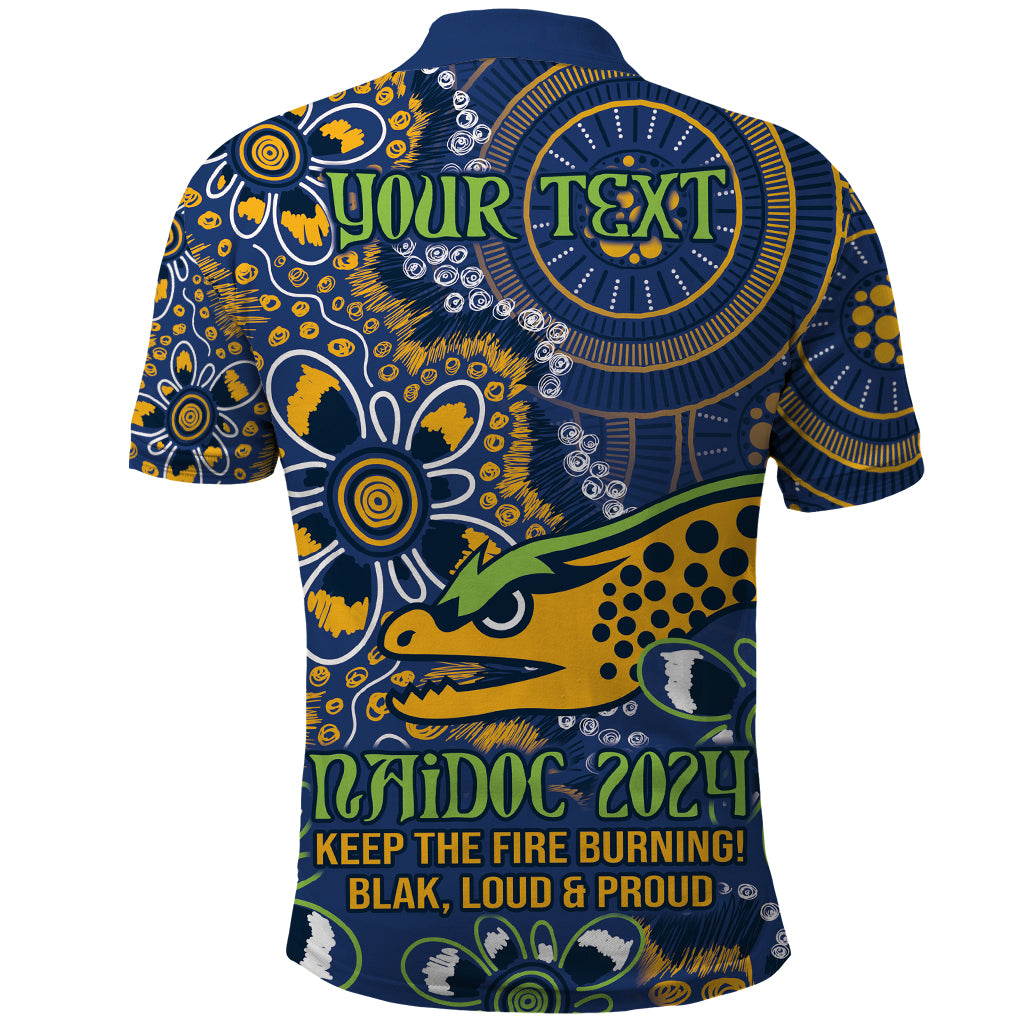 Personalised Eels NAIDOC Week 2024 Polo Shirt Aboriginal Fire Burning Sparks LT9 - Vibe Hoodie Shop