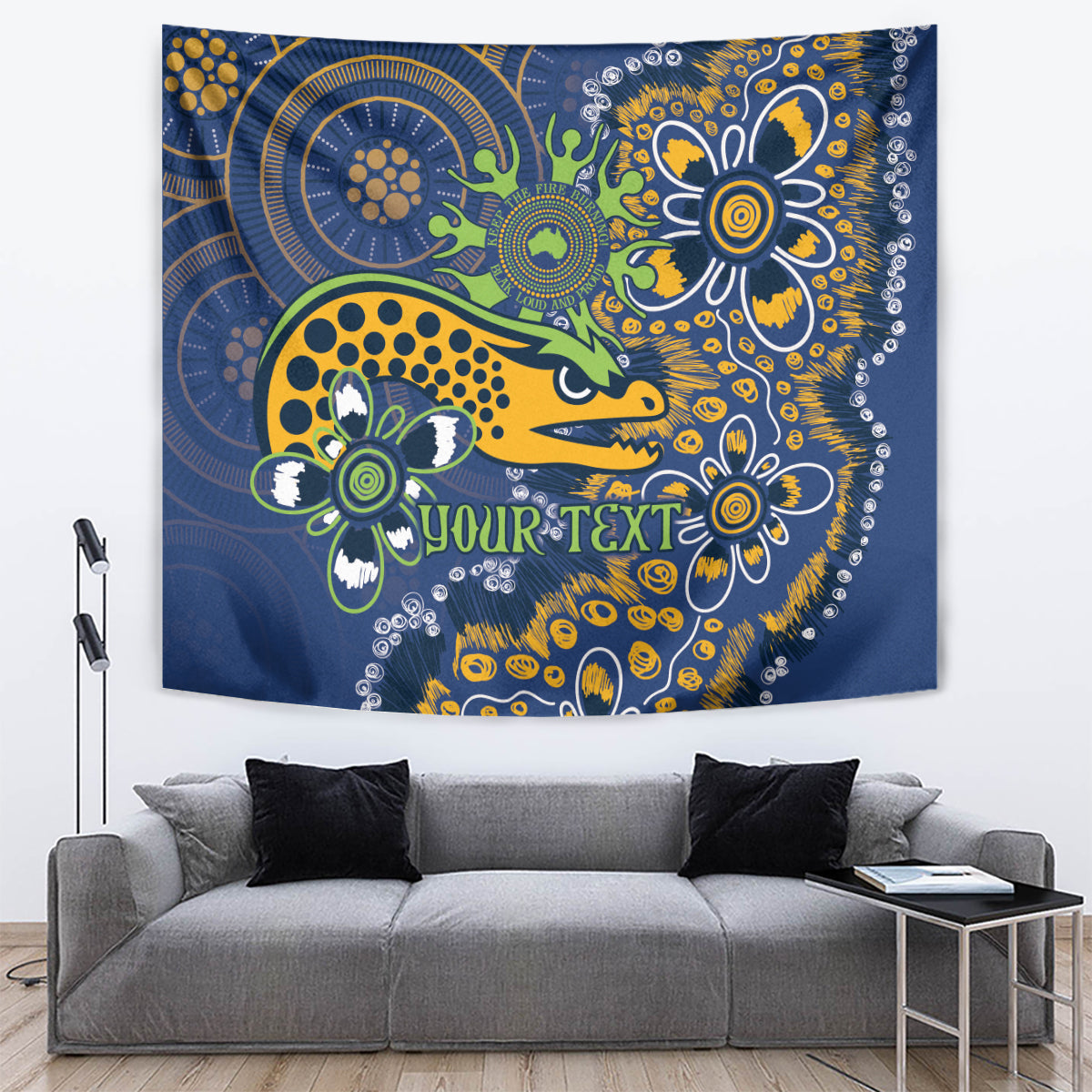 Personalised Eels NAIDOC Week 2024 Tapestry Aboriginal Fire Burning Sparks - Vibe Hoodie Shop